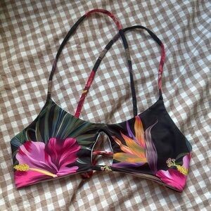 Floral Black Bikini Top